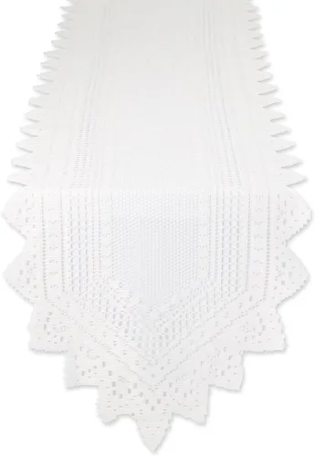 DII Elegante decoración de mesa de encaje, mantel decorativo, reutilizable y lavable a máquina, camino de mesa, 14 x 72 pulgadas, color crema nórdico