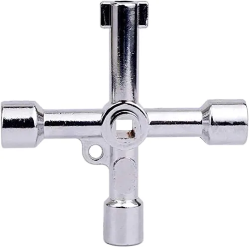 Miniatura 8 de Llave multifuncional de 4 vías, llave de fontanería, herramienta de apertura de llave de plomero para control eléctrico, medidor de agua, gas, caja