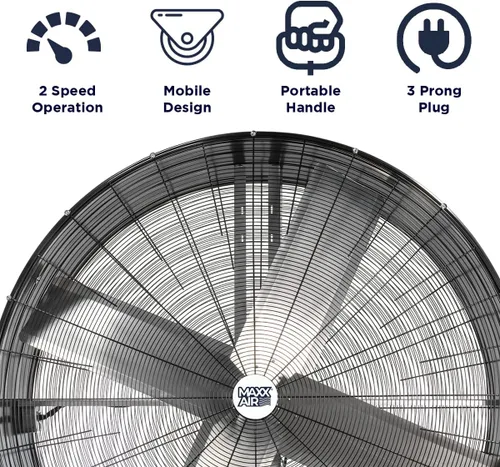 Miniatura 3 de Maxx Air Ventilador de tambor de transmisión por correa industrial de alta velocidad de 60 pulgadas Ventilador de barril resistente con carcasa
