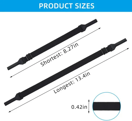 Miniatura 6 de TKYPZY 4 correas para gafas deportivas, lentes de sol, soporte ajustable para lentes para hombres y mujeres (negro), Negro -, Mediana