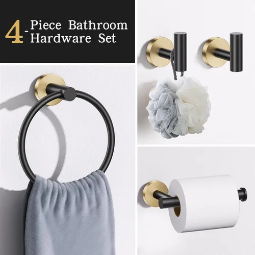 Miniatura 3 de Lairuier Juego de accesorios de baño, juego de 4 piezas de soporte para toallas que incluye soporte para papel higiénico, anillo para toallas y 2