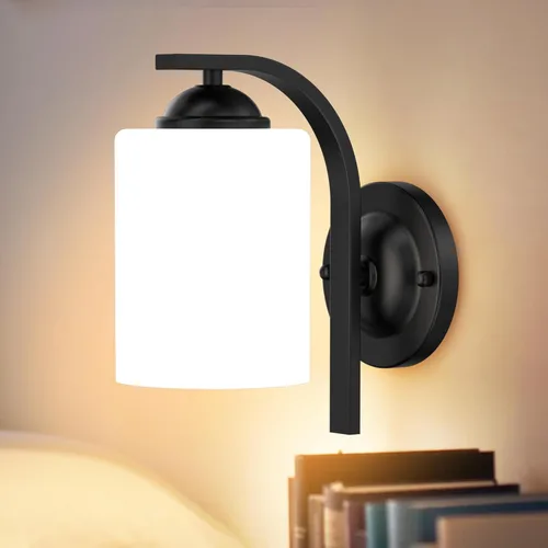 Lámparas de Aplique de Pared para Dormitorio Baño, Iluminación Moderna de Tocador, Linternas de Montaje en Pared de Granja en Negro Mate con