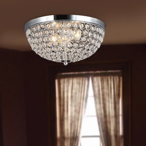 Miniatura 2 de Elegant Designs FM1000-CHR Elipse Crystal - Accesorio de montaje empotrado de techo en forma de cuenco de metal moderno de 13 pulgadas, cromado Cromo