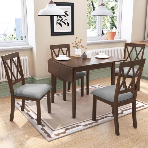 Miniatura 18 de JIVOIT Juego de mesa de comedor de 3 piezas con altura de mostrador, juego de comedor de madera maciza con 2 taburetes tapizados, mesa de comedor