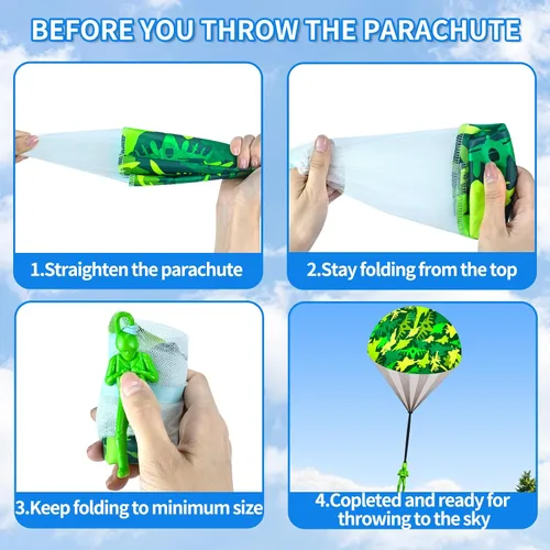 Miniatura 5 de 10 piezas de juguetes de paracaídas para niños, geniales juguetes voladores al aire libre, paracaídas, hombres para niños de 3, 4, 5, 6, 7, 8, 9, 10