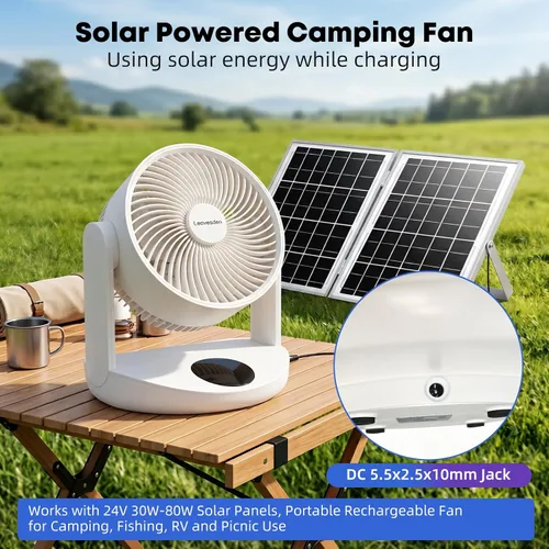 Miniatura 5 de Ventilador de mesa recargable portátil con luz nocturna, ventilador de escritorio con batería de 20000 mAh, ventilador de circulación de aire
