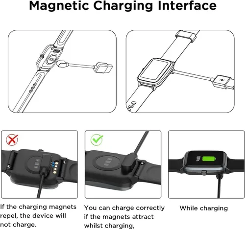 Miniatura 4 de Lamshaw Compatible con cargador de relojes inteligentes FreeDvigor, cargador de repuesto de cable de carga USB magnético compatible con relojes Negro