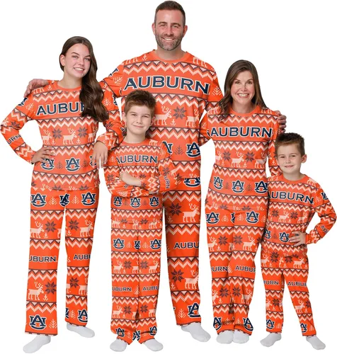 Miniatura 32 de FOCO NCAA para mujeres - Conjunto de pijamas familiares navideños a juego con patrón feo del equipo universitario de la NCAA Patrón feo navideño