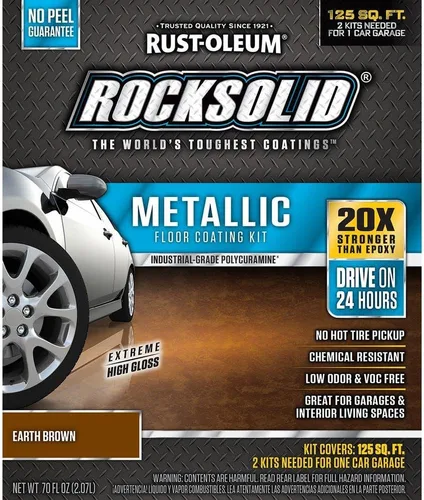 Miniatura 10 de Kit de piso para cochera de aspecto metálico de bala de plata Rust-Oleum RockSolid., Paquete de 1