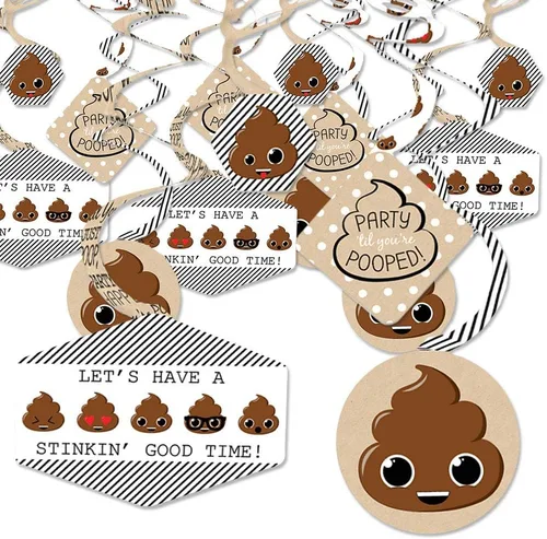 Big Dot of Happiness Party 'Til You're Pooped – Poop Emoji Party Hanging Decor – Decoración de fiesta espirales – Juego de 40