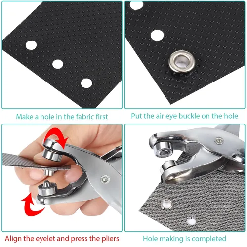 Miniatura 5 de Mudder Kit de Herramientas de Alicates para Ojales y Arandelas de 301 Piezas, Alicates Perforadores de Ojales y Arandelas para Tela y Cuero con 300
