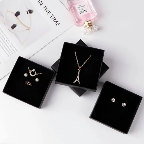 Miniatura 7 de Sdootjewelry Cajas de joyería negras a granel, 24 paquetes, caja de regalo para joyas con espuma, cajas de joyería pequeñas para regalos, 3.5 x 3.5