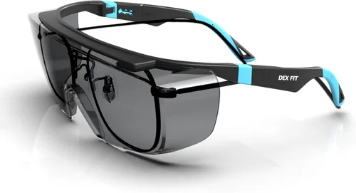 DEX FIT Gafas de sol de seguridad sobre anteojos SG210 – Protección antivaho y UV 400, certificado Z87.1, patillas ajustables, escudos laterales,