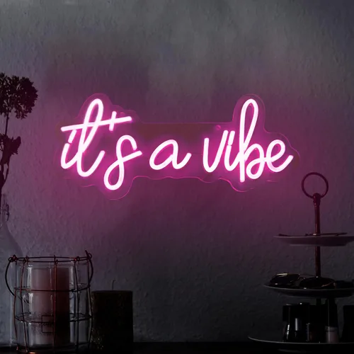 Miniatura 2 de Letrero de Neón "It's a Vibe", Letreros de Neón para Decoración de Pared, Letreros LED Rosas Regulables para Dormitorio, Letreros de Luz de Neón