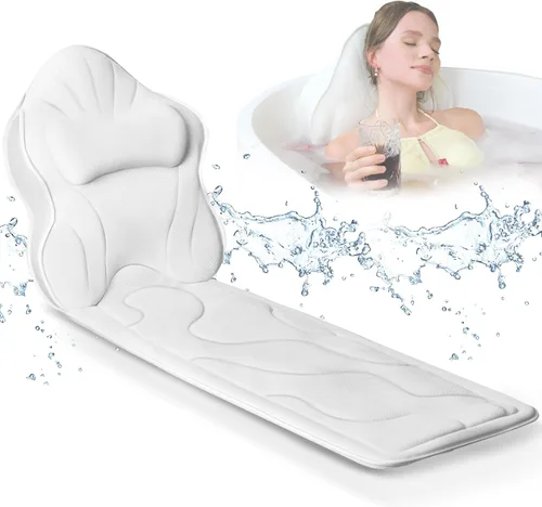 Miniatura 8 de Poemland Almohada de Baño de Lujo Gruesa de Cuerpo Completo y Cojín para Tina con Soporte para Cabeza, Cuello y Hombros para Relajación y Confort