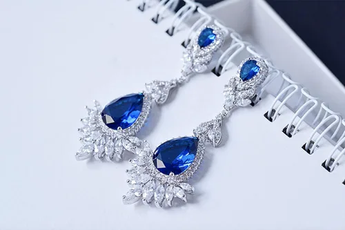 Miniatura 2 de Aretes colgantes de cristal AAAAA Australia chapados en oro blanco para boda, dama de honor, lágrima transparente, circonita cúbica, para mujeres