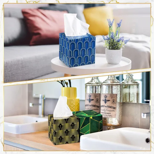 Miniatura 7 de 24 cajas de pañuelos, cajas de pañuelos faciales, cajas de pañuelos geométricos con diseño de flores, 2 capas, 80 hojas cada caja, pañuelos faciales