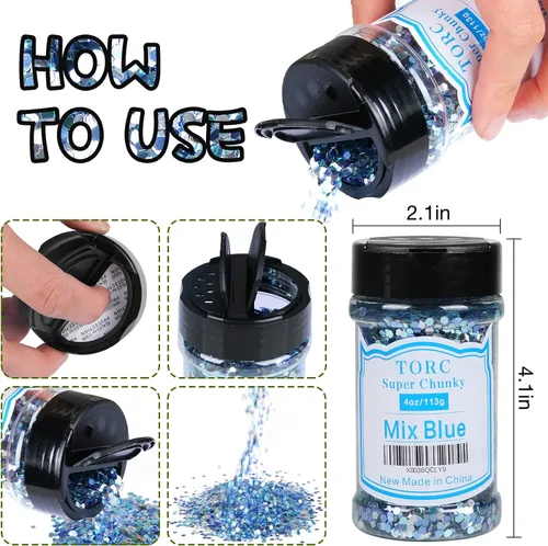 Miniatura 3 de TORC Brillantina gruesa dorada y naranja de 4 onzas para resina, manualidades, arte de uñas, cosméticos, festivales, maquillaje, 1/10 (0.098 in)