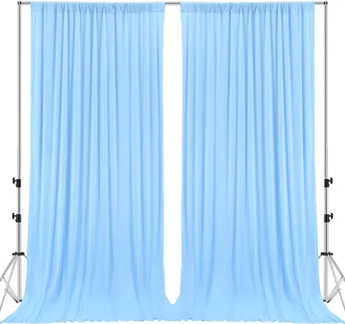 Paneles de cortinas de 10 x 8 pies, color azul claro, fucsia, de poliéster, sin arrugas, para fotografía, suministros de decoración del hogar para
