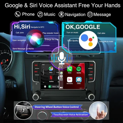 Miniatura 6 de 7" Android 13 Radio de coche con Carplay inalámbrico Android Auto GPS Navegación Estéreo de coche 8-CORE 2+32G Pantalla táctil IPS WiFi BT FM AM DSP