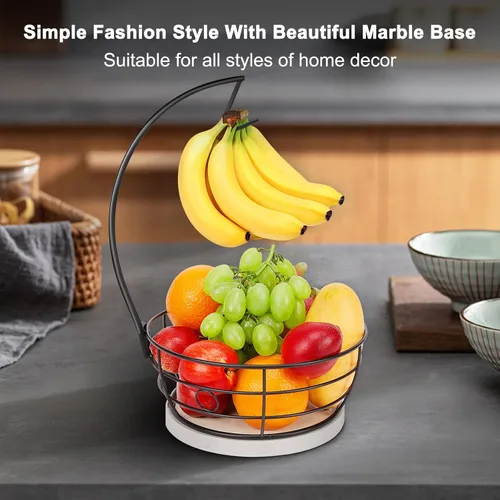 Miniatura 7 de Livabber - Frutero de encimera con colgador de plátanos, cuenco moderno de almacenamiento de frutas y verduras, con soporte de árbol de plátano