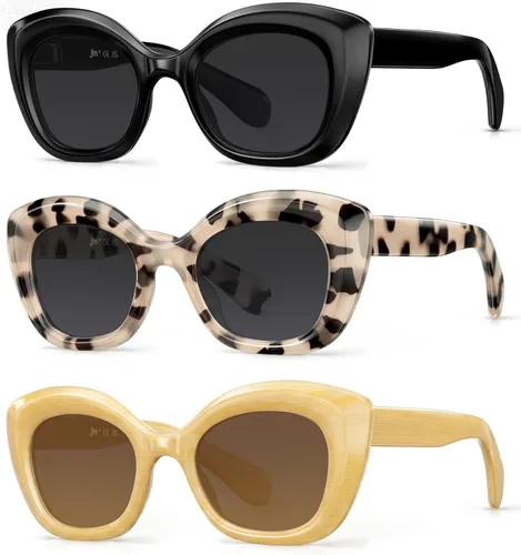 Miniatura 12 de JM Gafas de lectura con ojo de gato para mujer, lectores de computadora con bloqueo de luz azul con bisagra de resorte Paquete de 2 fotocromáticos