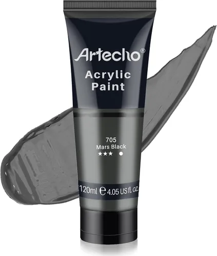 Miniatura 28 de Artecho - Pintura acrílica blanco titanio (120 ml / 4.05 oz), tubos de pintura para manualidades artísticas sobre lienzo, piedra, roca, madera