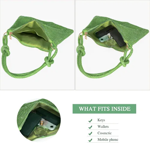 Miniatura 3 de UBORSE Bolso pequeño con purpurina y diamantes de imitación, embrague de lentejuelas para mujer