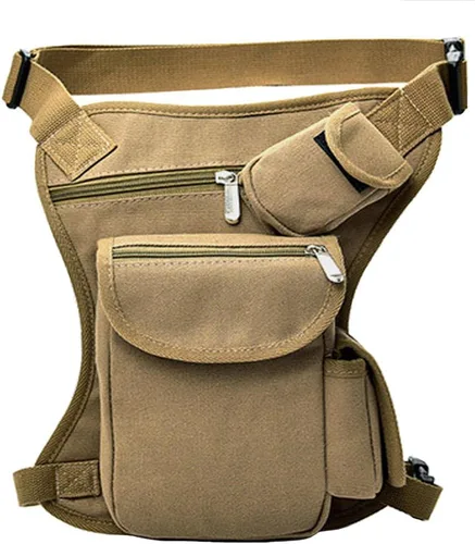 Miniatura 8 de Pequeña bolsa multiusos para pierna de cintura caída, bolsa de lona táctica para la cadera, paquete Molle para deporte, camping, senderismo, Verde