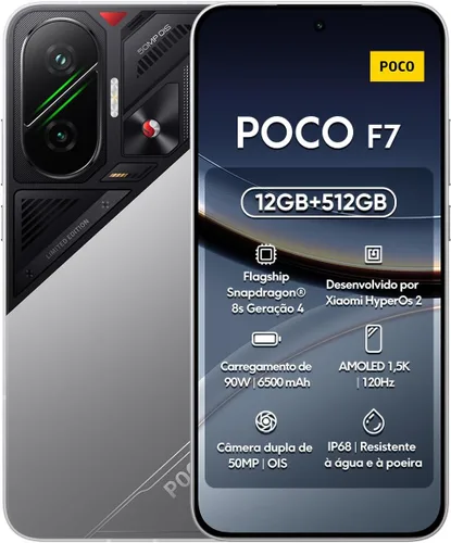XIAOMI Poco F7 Ai 5G (para Tmobile Mint Tello & Global) (512GB + 12GB) NFC 1.5K 6.83" Amoled 50MP Sony Cam Teléfono para Jugadores NFC Dual sim