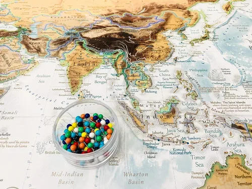 Miniatura 6 de Mapa de viaje del mundo personalizado con alfileres, lienzo estirado de pared grande, póster enrollado o mapa enmarcado, mapas del mundo para pared