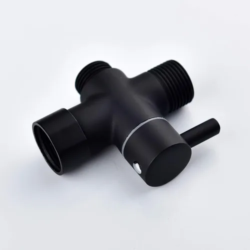 Miniatura 6 de CIENCIA Válvula en T de 7/8 "Válvula desviadora de inodoro de 3 vías Adaptador de bidé de latón con apagado para rociador de inodoro de mano, negro