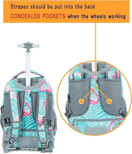 Miniatura 3 de Tilami Mochila con ruedas para niños y niñas de 18 pulgadas Computadora portátil