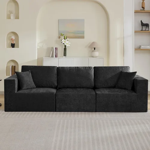 Miniatura 35 de Sofá modular Cloud de 3 plazas sin hueso de 115 pulgadas para habitación familiar, sofá sin espinas comprimida de espuma viscoelástica con asiento