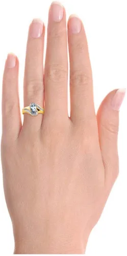 Miniatura 2 de RYLOS Anillos para mujer chapado en oro de 14 quilates con piedras preciosas ovaladas de 0276 x 0197in y anillo de diamantes auténticos joyería