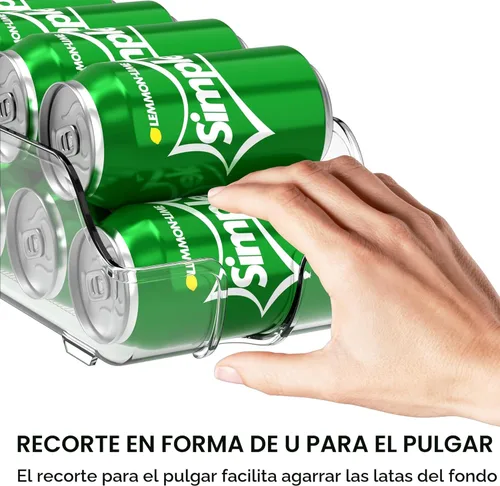 Miniatura 6 de Organizador y dispensador de latas de soda Simple Houseware para refrigerador / despensa, transparente, juego de 2