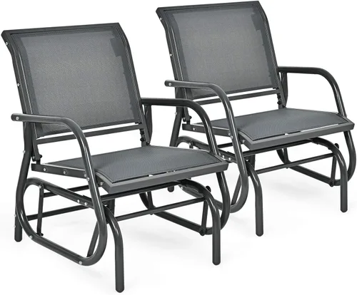 Giantex Silla columpio con marco de metal de estudio, cómoda silla de patio para jardín, porche, patio trasero, piscina, mecedora para césped al Gris