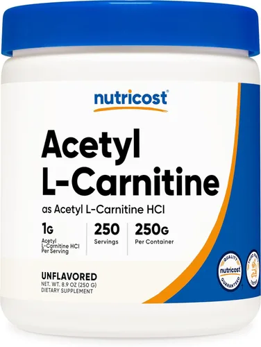 Nutricost Acetil L-carnitina (ALCAR) 8.82 oz en polvo - 0.04 oz por porción - 250 porciones
