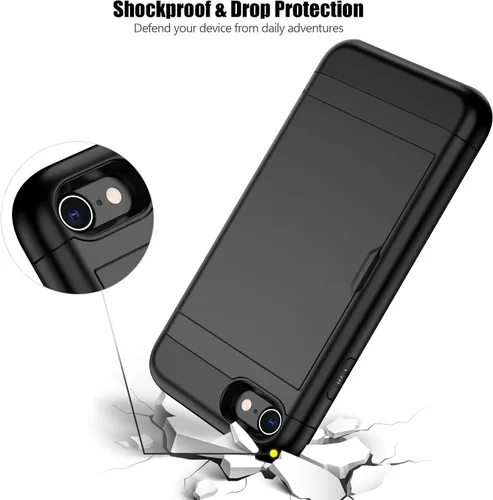 Miniatura 5 de Nvollnoe Funda para iPhone SE Funda 2022/iPhone SE 2020/7/8 Funda con Soporte para Tarjetas de Servicio Pesado Protectora de Doble Capa Resistente a