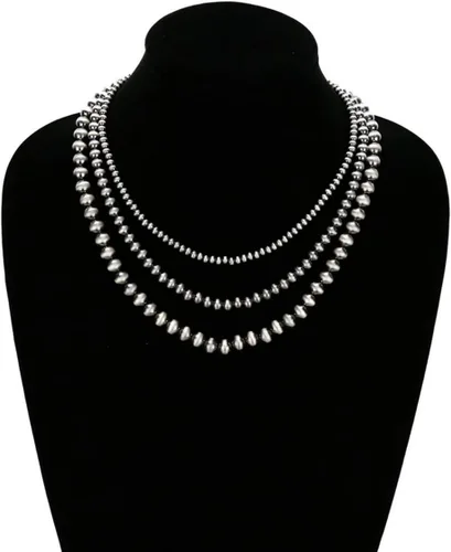 Miniatura 6 de Western Jewelry - Collar de perlas Navajo para mujer, hecho a mano, largo, bohemio, turquesa, collares en capas para vaqueras