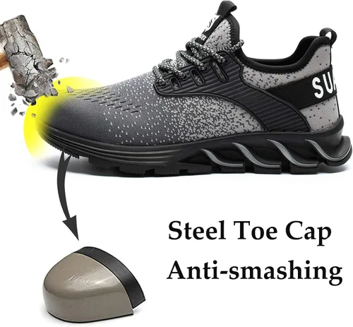 Miniatura 2 de SUADEX Zapatos deportivos con punta de acero para hombres y mujeres, indestructibles, ligeros, cómodos, antideslizantes, puntera compuesta