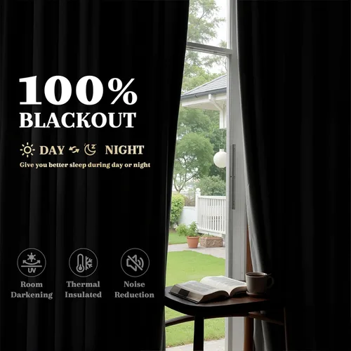 Miniatura 3 de Joywell 2 cortinas opacas 100%, lino, crema, beige natural, pasabarras/trabillas traseras/cinta con ganchos/anillas con pinzas, aislantes