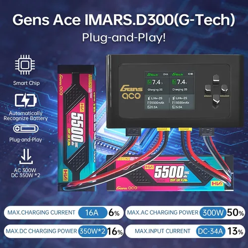 Miniatura 8 de Lipo Cargador de batería IMARS D300Gens。 Cargador de batería Lipo Serie G-Tech Smart Dual Lipo Balance Cargador AC 300W DC 700W (350W x 2), cargador
