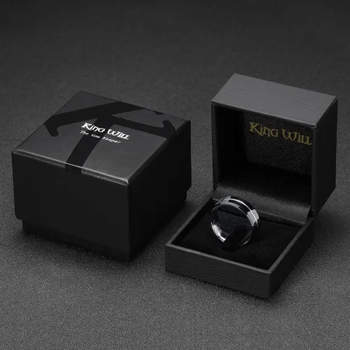 Miniatura 6 de King Will - Anillo de bodas clásico de carburo de tungsteno para hombre, en color negro, plata, oro, azul, marrón, rojo y púrpura, centro acanalado
