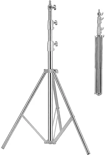 Miniatura 7 de Soporte de trípode de video para fotografía de acero inoxidable, soporte de trípode acolchado con resorte, 9.5 pies/9.2 ft, adaptador universal