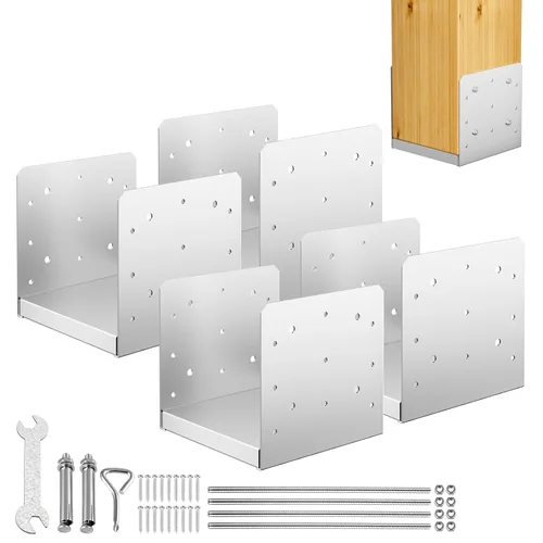 Miniatura 9 de Base de poste de 8 x 8 pulgadas, 2 soportes de anclaje ajustables de acero inoxidable (interno de 7.5 x 7.5 pulgadas), base de poste ajustable