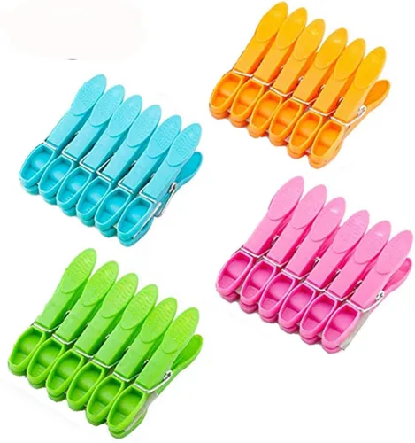 Miniatura 12 de Clips de plástico resistentes antideslizantes para secar la ropa, pinzas resistentes para viajes, paquete de 24