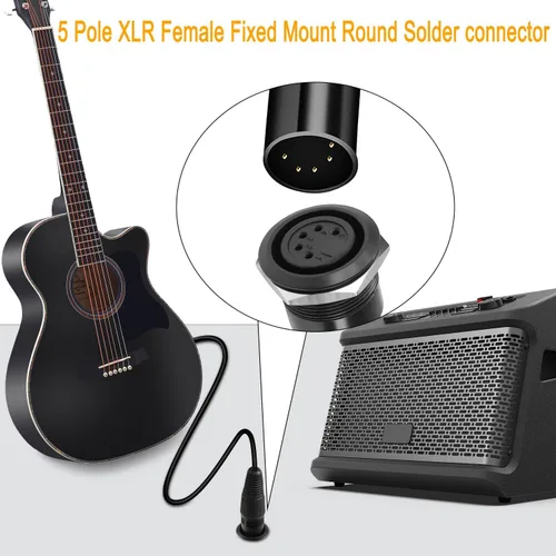 Miniatura 4 de QIANRENON Adaptador de soldadura de fijación con rosca XLR de 5 pines XLR hembra a terminal de soldadura, conector redondo de 5 polos XLR DMX Mount