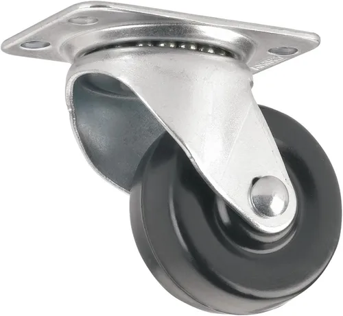 Miniatura 9 de Rueda de rodaja de goma resistente con placa superior rígida no giratoria - 2 pulgadas - capacidad de carga de 125 libras
