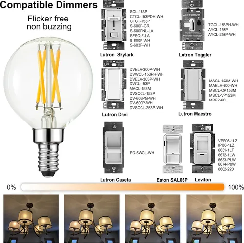 Miniatura 3 de Arberlic Bombilla G16.5, Bombilla LED E12 de 4W regulable Equivalente a Bombilla Candelabra E12 de 40 Vatios, Blanco Cálido 2700K, 400lm, CRI85+